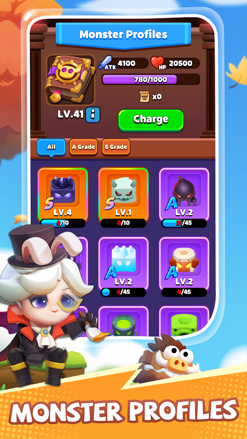 PunBall battlefield filled with multiple enemy waves advancing toward the hero.