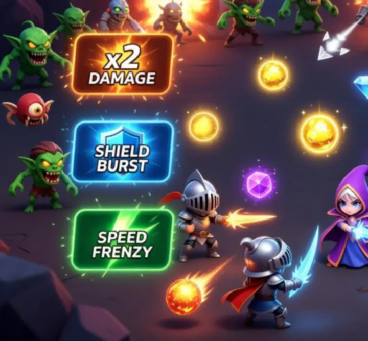 PunBall power-up user interface showing in-game power-up choices